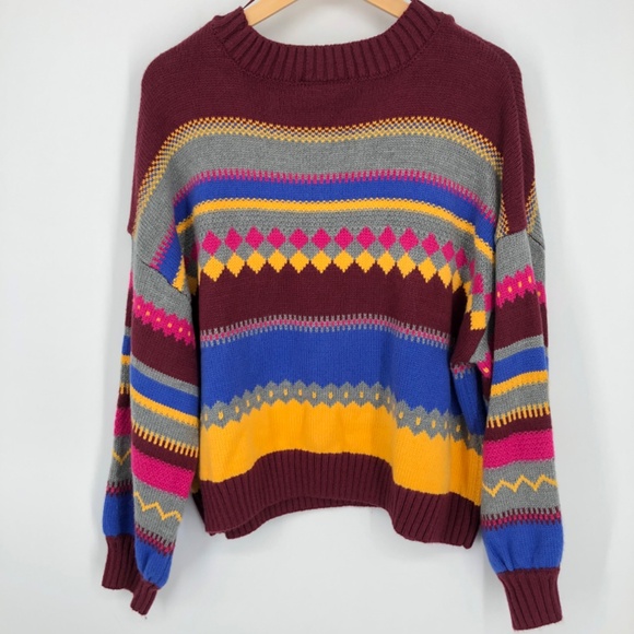 Lane Bryant Womens Sweater Size 22/24 Multicolor Mixed Knit Fair Isle Relaxed - Picture 10 of 14